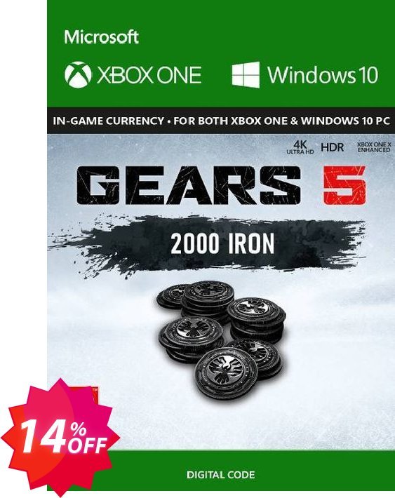 Gears 5: 2000 Iron + 250 Bonus Iron Xbox One Coupon code 14% discount 