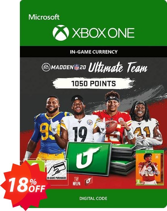 Madden NFL 20 1050 MUT Points Xbox One Coupon code 18% discount 
