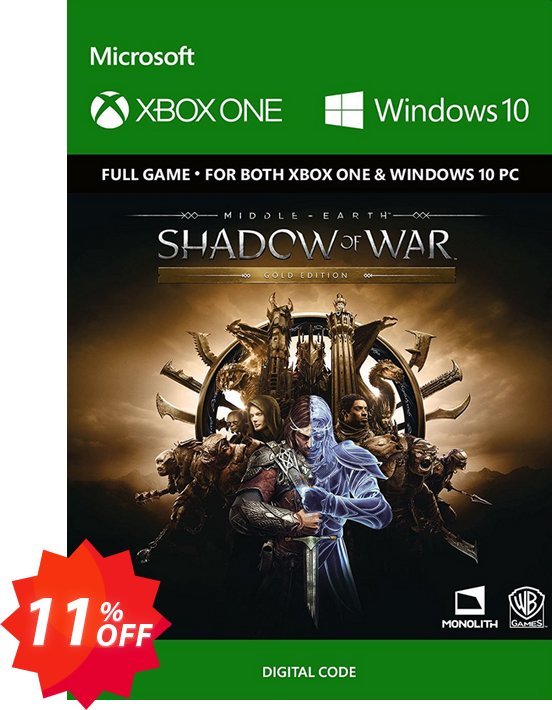 Middle-Earth: Shadow of War Gold Edition Xbox One / PC Coupon code 11% discount 