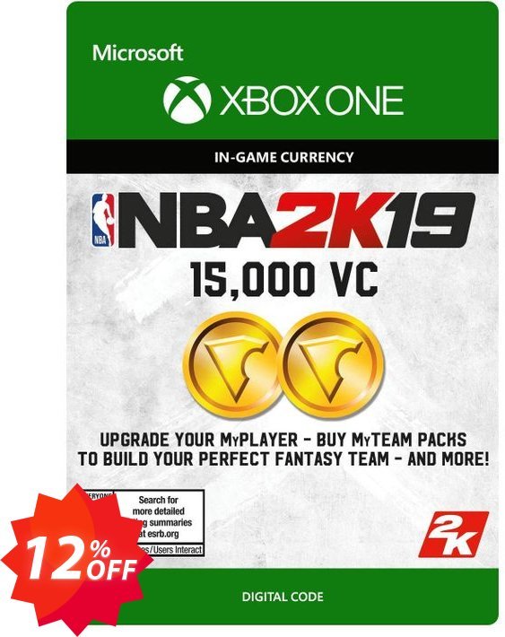 NBA 2K19: 15,000 VC Xbox One Coupon code 12% discount 