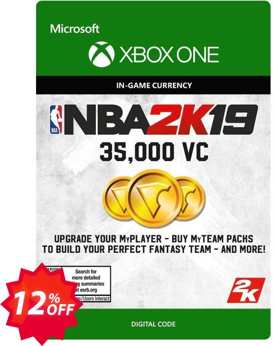 NBA 2K19: 35,000 VC Xbox One Coupon code 12% discount 