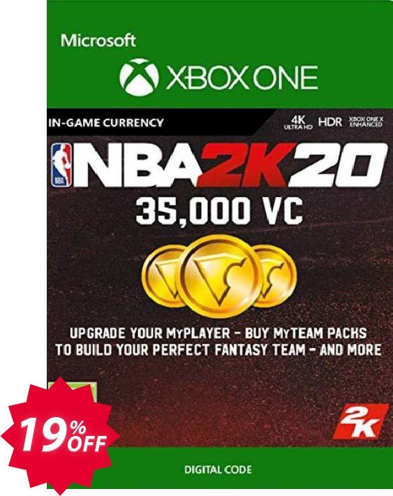 NBA 2K20: 35,000 VC Xbox One Coupon code 19% discount 