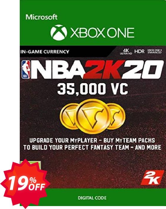 NBA 2K20: 35,000 VC Xbox One Coupon code 19% discount 