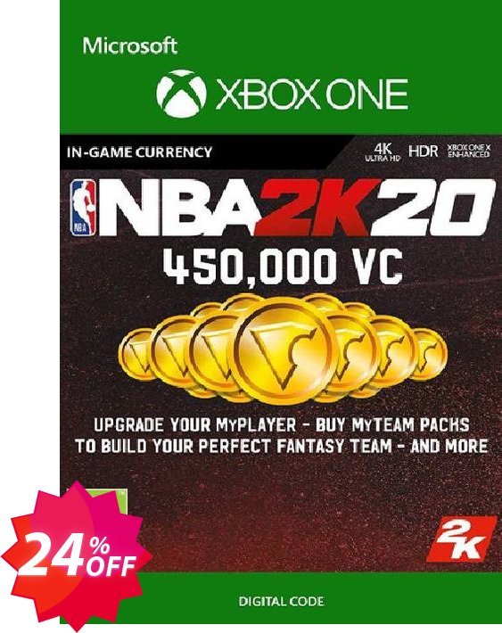 NBA 2K20: 450,000 VC Xbox One Coupon code 24% discount 