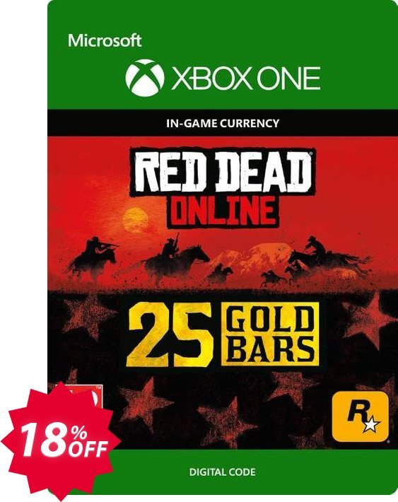 Red Dead Online: 25 Gold Bars Xbox One Coupon code 18% discount 