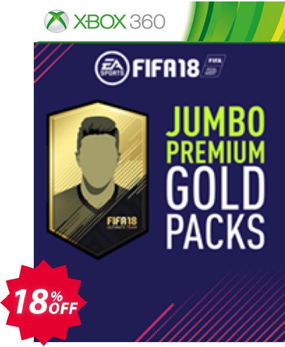 FIFA 18, Xbox 360 - 5 Jumbo Premium Gold Packs DLC Coupon code 18% discount 