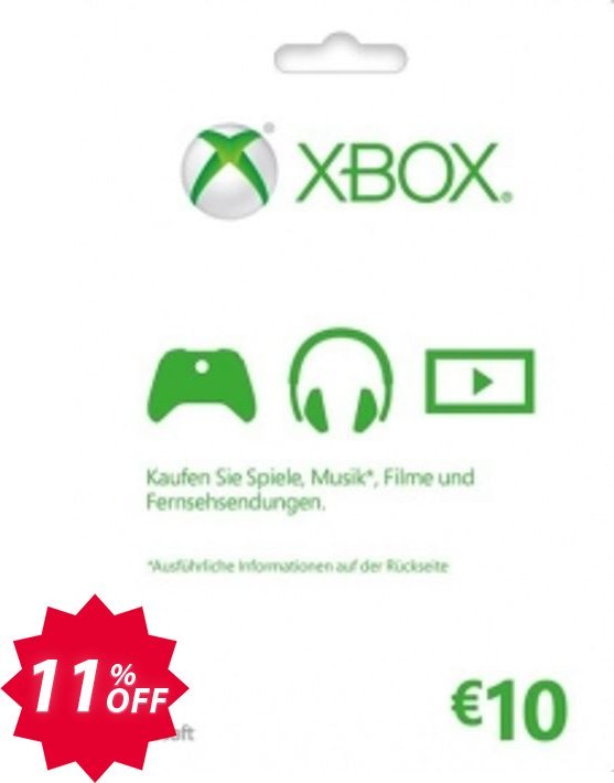 Microsoft Gift Card - 10 Euro, Xbox One/360  Coupon code 11% discount 