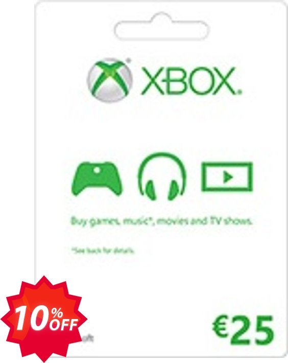 Microsoft Gift Card - 25 Euro, Xbox One/360  Coupon code 10% discount 