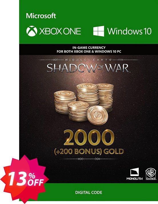 Middle-Earth: Shadow of War - 2200 Gold Xbox One Coupon code 13% discount 