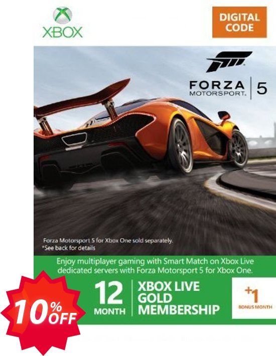 12 + Monthly Xbox Live Gold Membership - Forza 5 Branded, Xbox One/360  Coupon code 10% discount 