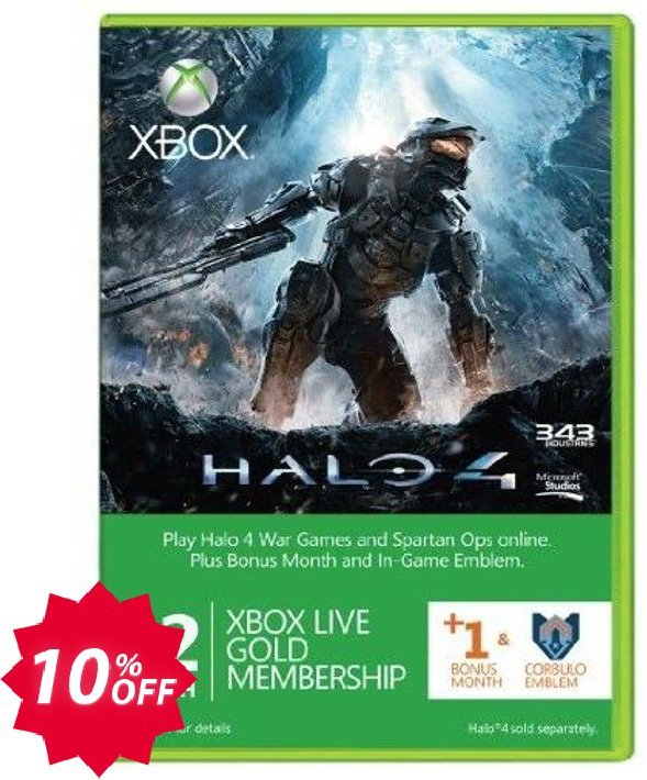 12 + Monthly Xbox Live Gold Membership + Halo 4 Corbulo Emblem, Xbox One/360  Coupon code 10% discount 