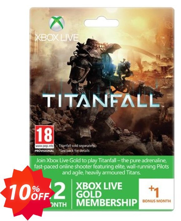 12 + Monthly Xbox Live Gold Membership - Titanfall Branded, Xbox One/360  Coupon code 10% discount 