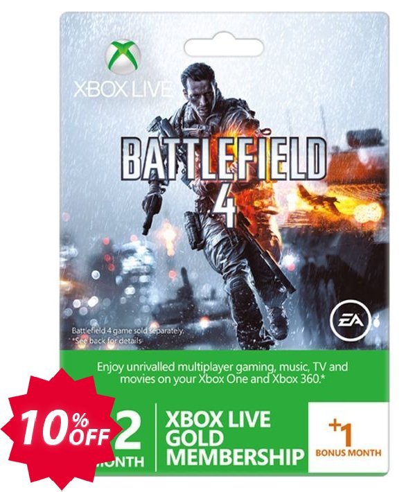12 + Monthly Xbox Live Gold Membership - Battlefield 4 Design, Xbox One/360  Coupon code 10% discount 