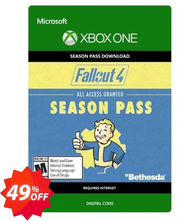 Fallout 4 Season Pass, Xbox One  Coupon code 49% discount 