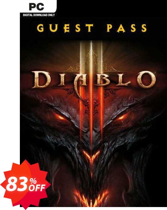 Diablo III 3 Guest Pass, PC  Coupon code 83% discount 