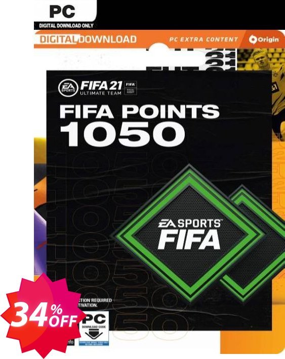 FIFA 21 Ultimate Team 1050 Points Pack PC Coupon code 34% discount 