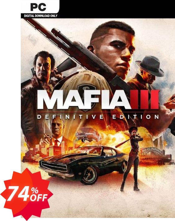 Mafia III - Definitive Edition PC, EU  Coupon code 74% discount 