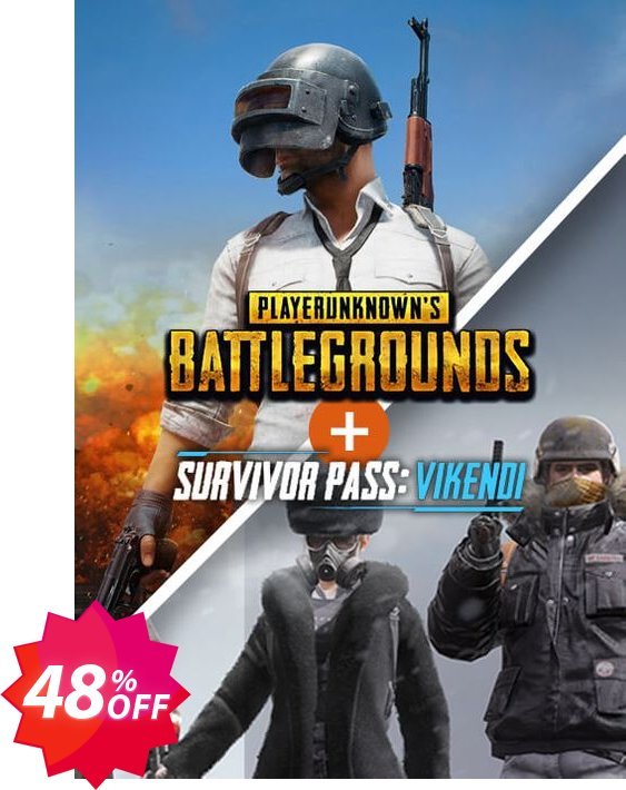 PlayerUnknowns Battlegrounds, PUBG PC + Survivor Pass Vikendi DLC Coupon code 48% discount 