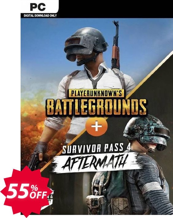 PlayerUnknown's Battlegrounds, PUBG PC + Survivor Pass 4 Aftermath DLC Coupon code 55% discount 