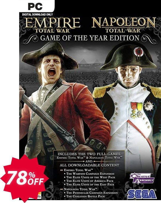 Total War: Empire & Napoleon GOTY PC, EU  Coupon code 78% discount 
