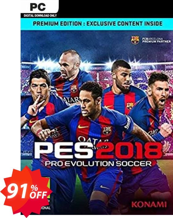 Pro Evolution Soccer 2018 Premium Edition PC, EU  Coupon code 91% discount 