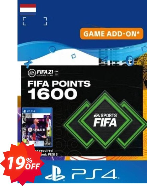 FIFA 21 Ultimate Team 1600 Points Pack PS4/PS5, Netherlands  Coupon code 19% discount 