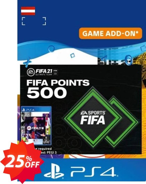 FIFA 21 Ultimate Team 500 Points Pack PS4/PS5, Austria  Coupon code 25% discount 