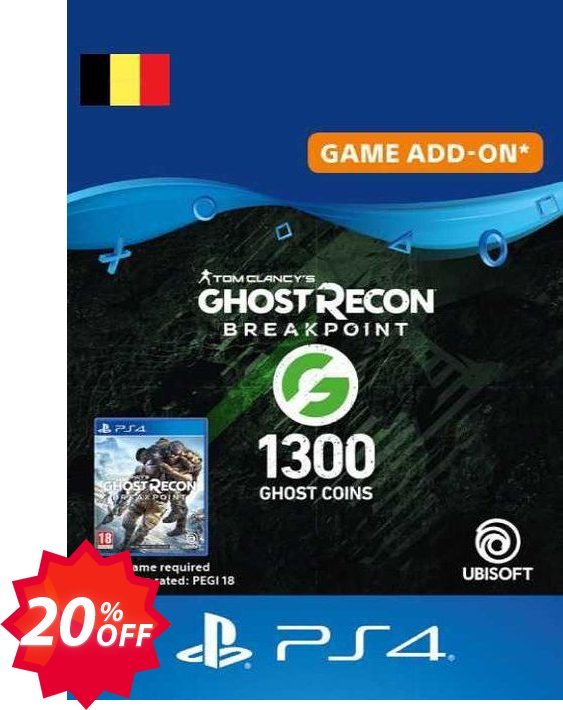 Ghost Recon Breakpoint - 1300 Ghost Coins PS4, Belgium  Coupon code 20% discount 