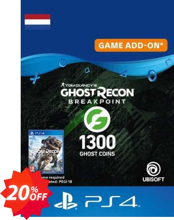 Ghost Recon Breakpoint - 1300 Ghost Coins PS4, Netherlands  Coupon code 20% discount 