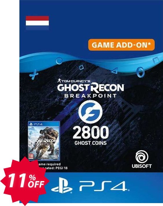 Ghost Recon Breakpoint - 2800 Ghost Coins PS4, Netherlands  Coupon code 11% discount 