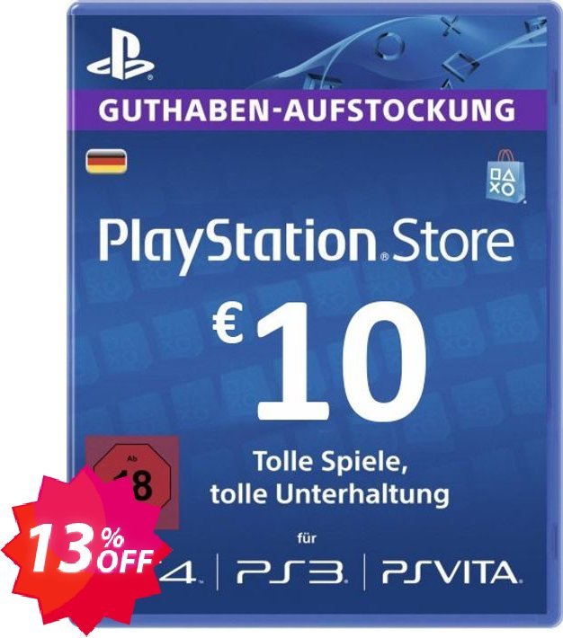 PS Network, PSN Card - 10 EUR, Germany  Coupon code 13% discount 