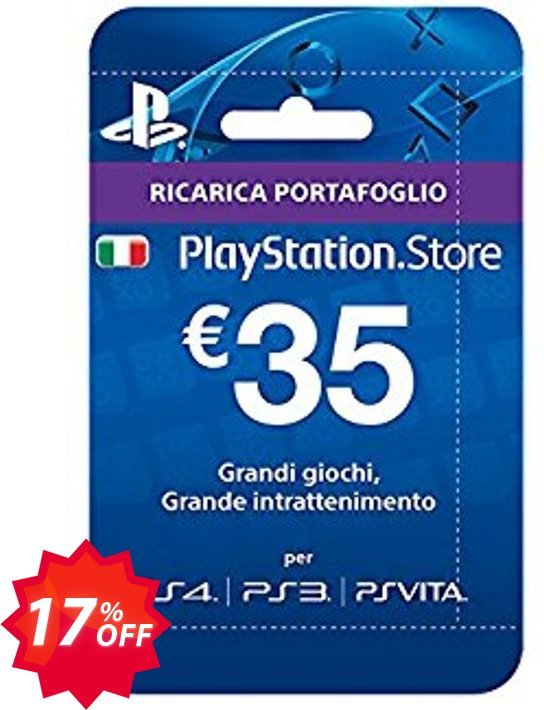 PS Network, PSN Card - 35 EUR, Italy  Coupon code 17% discount 