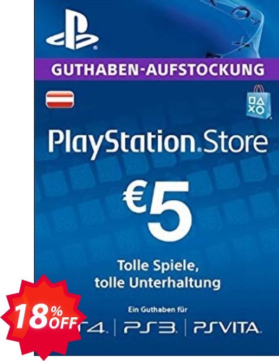 PS Network, PSN Card - 5 EUR, Germany  Coupon code 18% discount 