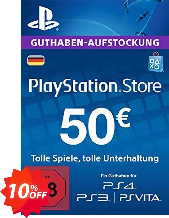 PS Network, PSN Card - 50 EUR, Germany  Coupon code 10% discount 