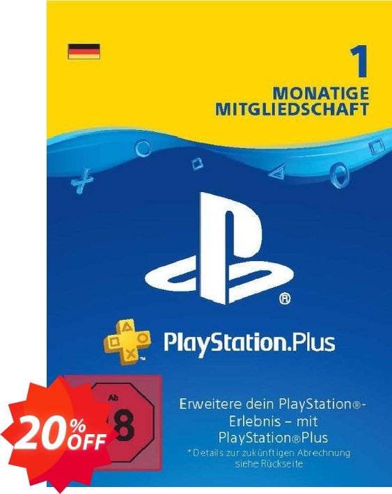 PS Plus - Monthly Subscription, Germany  Coupon code 20% discount 
