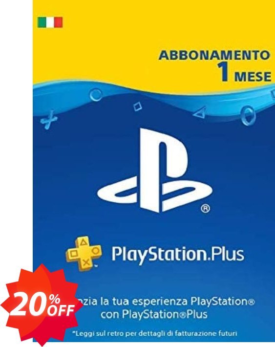 PS Plus - Monthly Subscription, Italy  Coupon code 20% discount 
