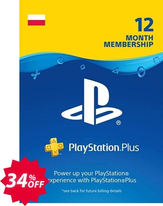 PS Plus - 12 Month Subscription, Poland  Coupon code 34% discount 