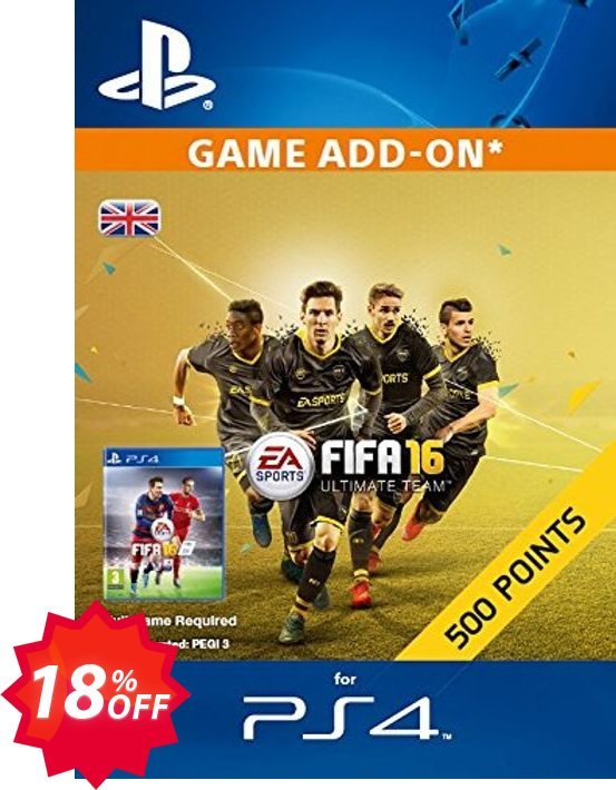 500 FIFA 16 Points PS4 PSN Code - UK account Coupon code 18% discount 