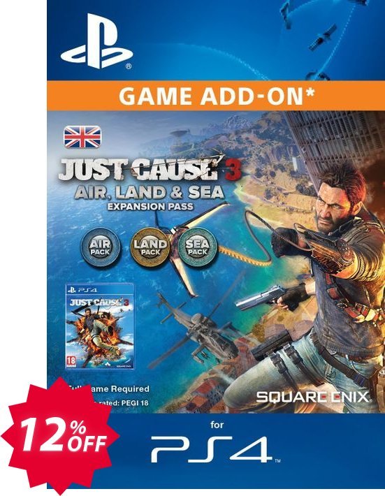 Just Cause 3 Air, Land and Sea Expansion Pass PS4 Coupon code 12% discount 