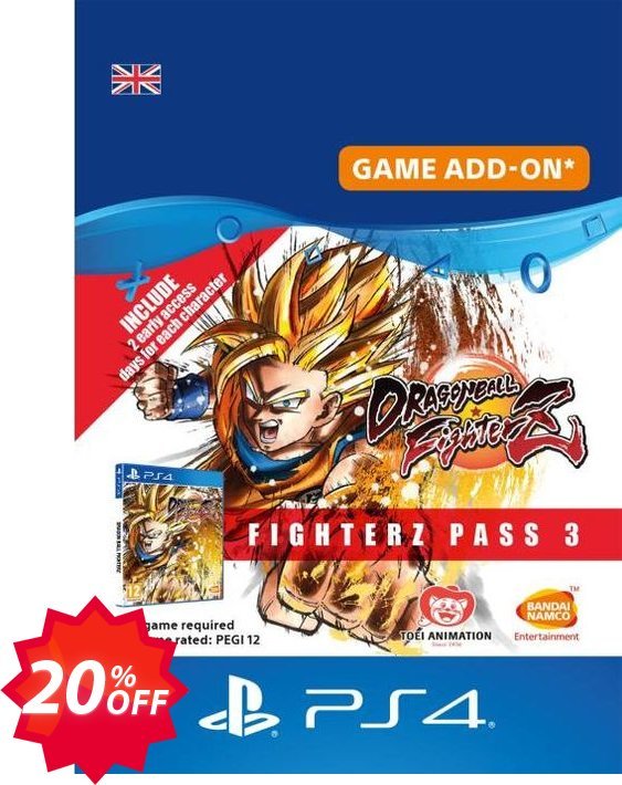 Dragon Ball Fighterz - Fighter pass 3 PS4 UK Coupon code 20% discount 