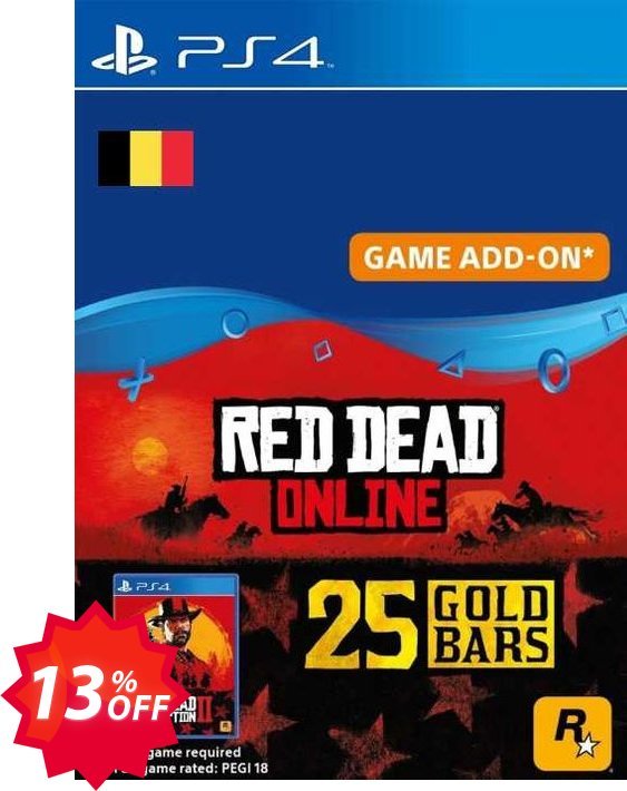 Red Dead Online - 25 Gold Bars PS4, Belgium  Coupon code 13% discount 