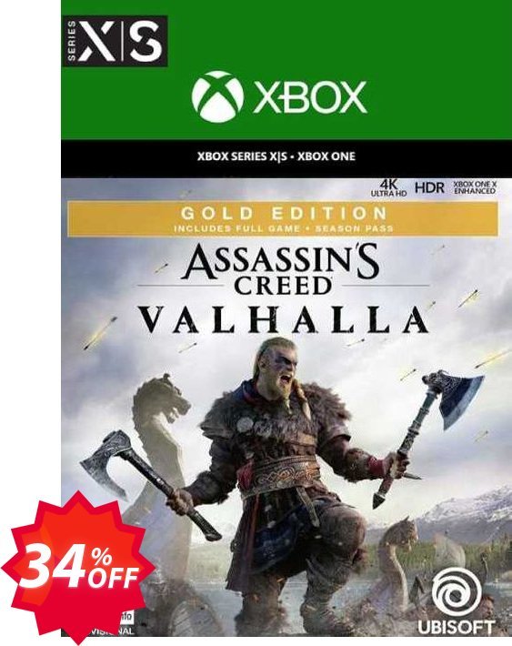 Assassin's Creed Valhalla Gold Edition Xbox One/Xbox Series X|S, UK  Coupon code 34% discount 