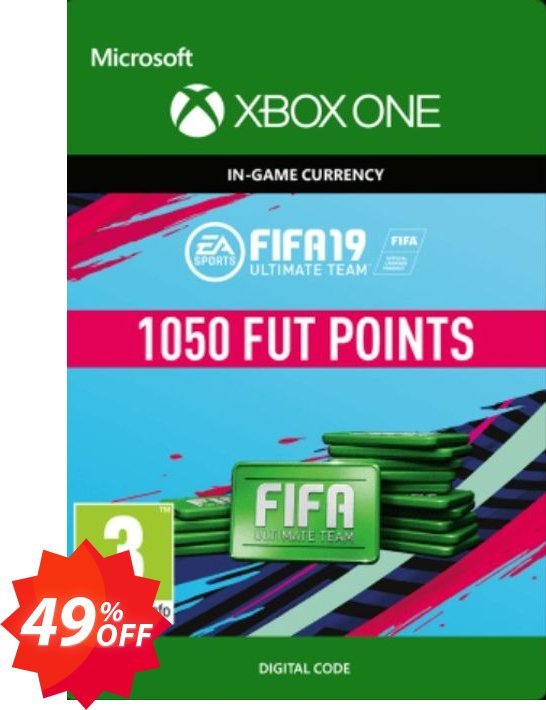 Fifa 19 - 1050 FUT Points, Xbox One  Coupon code 49% discount 