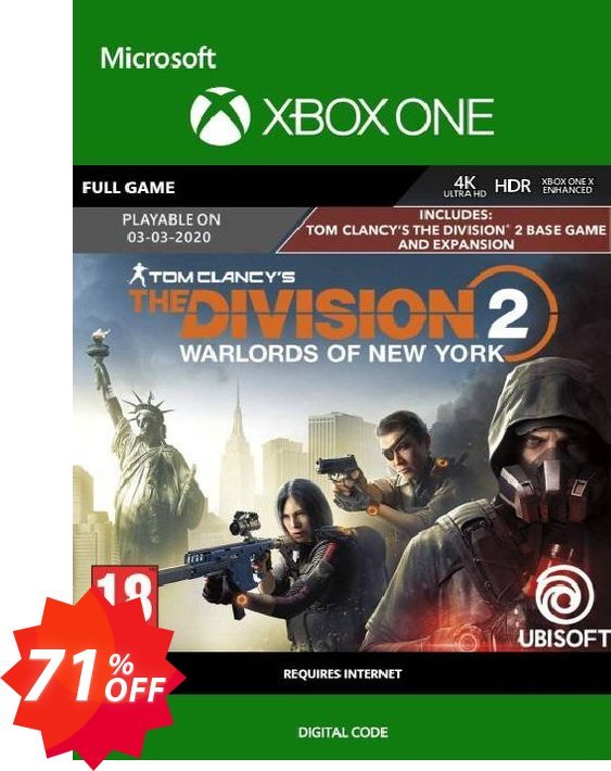 The Division 2 - Warlords of New York Edition Xbox One, UK  Coupon code 71% discount 