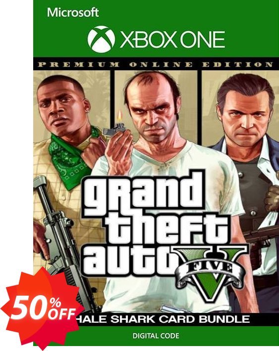 Grand Theft Auto V Premium Online Edition & Whale Shark Card Bundle Xbox One, EU  Coupon code 50% discount 