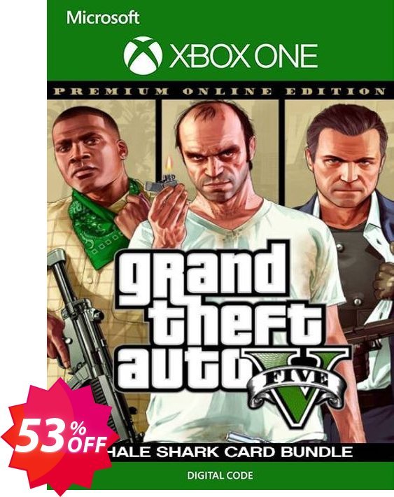 Grand Theft Auto V Premium Online Edition & Whale Shark Card Bundle Xbox One, US  Coupon code 53% discount 