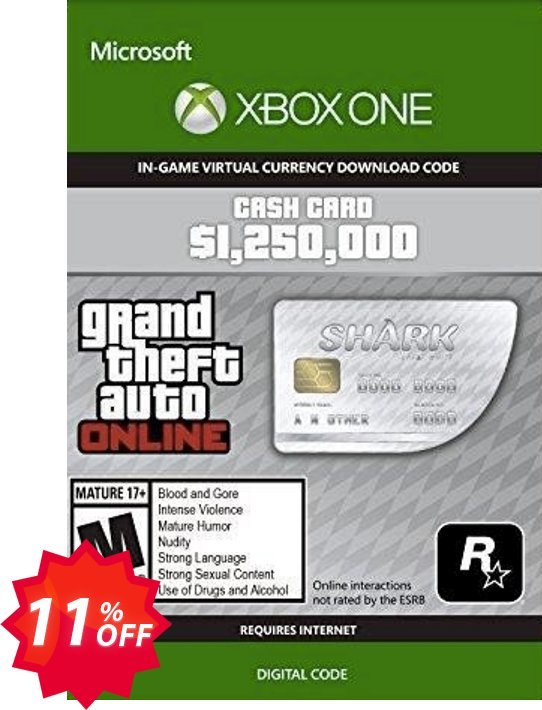 Grand Theft Auto V - Great White Shark Cash Card Xbox One, EU  Coupon code 11% discount 