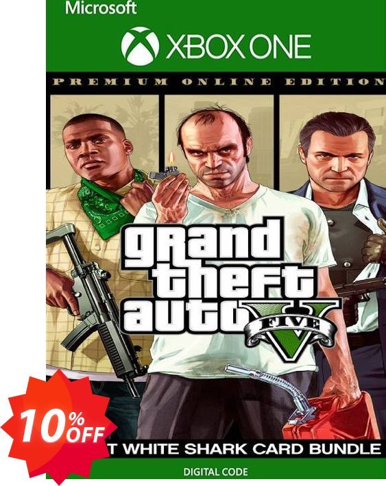 Grand Theft Auto V Premium Online Edition & Great White Shark Card Bundle Xbox One, EU  Coupon code 10% discount 