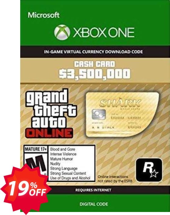 Grand Theft Auto V - Whale Shark Cash Card Xbox One, EU  Coupon code 19% discount 