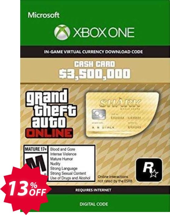 Grand Theft Auto V - Whale Shark Cash Card Xbox One, UK  Coupon code 13% discount 